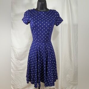 Unique Vintage x GB Dress szXS Navy Nautical Pin up‎ Coastal